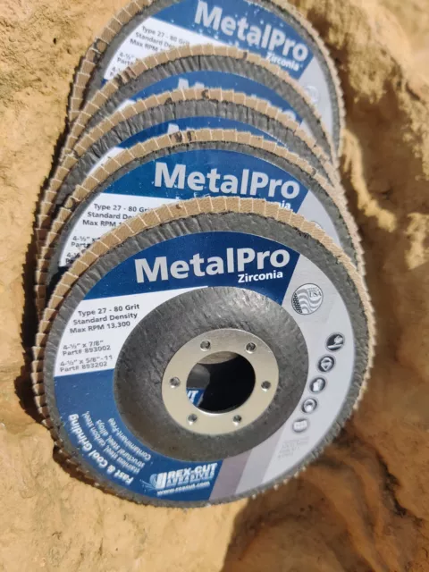 5/Pk Rex-Cut Metalpro Flap Wheel 4 1/2" x 7/8" Zirconia 80 Grit 893002