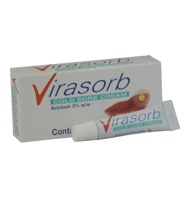 Virasorb Cold Sore Cream 2g 5% | Lip Treatment, Cracked Lips Relief, Long Expiry