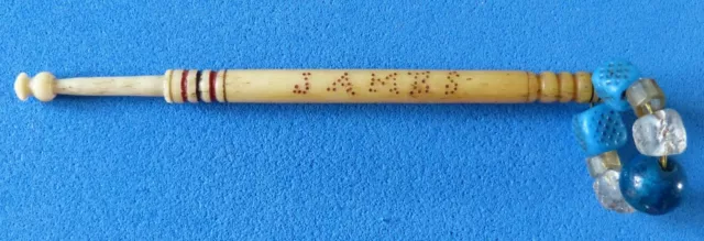 Antique Bone Lacemaking Bobbin inscribed JAMES