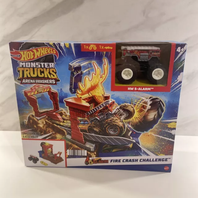 hot wheels monster trucks arena smashers fire crash challenge