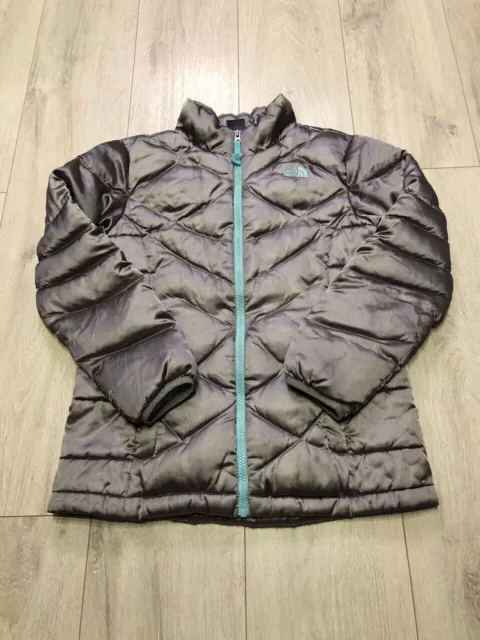 THE NORTH FACE 550 Down Grey Padded Jacket size L Girls Full Zip OUTDOOR