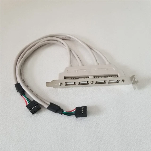 PC Chassis Motherboard Dual 9P USB F to 4-Port USB 2.0 Type A F Bracket Expander