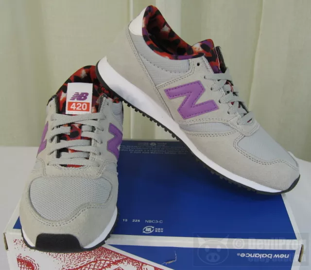 NIB NEW BALANCE Womens 420 Artistic Pop Lace-Up Sneakers US 6.5/37 Grey/Purple 3
