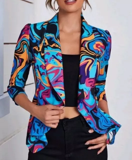 Womens Shawl Collar Blazer Suit Jacket Ladies Formal Suit Open Front Multicolour
