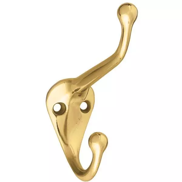 25-Solid Brass 3.17" High X 2 7/8" Projection Wall Door Coat & Hat Hook N198101