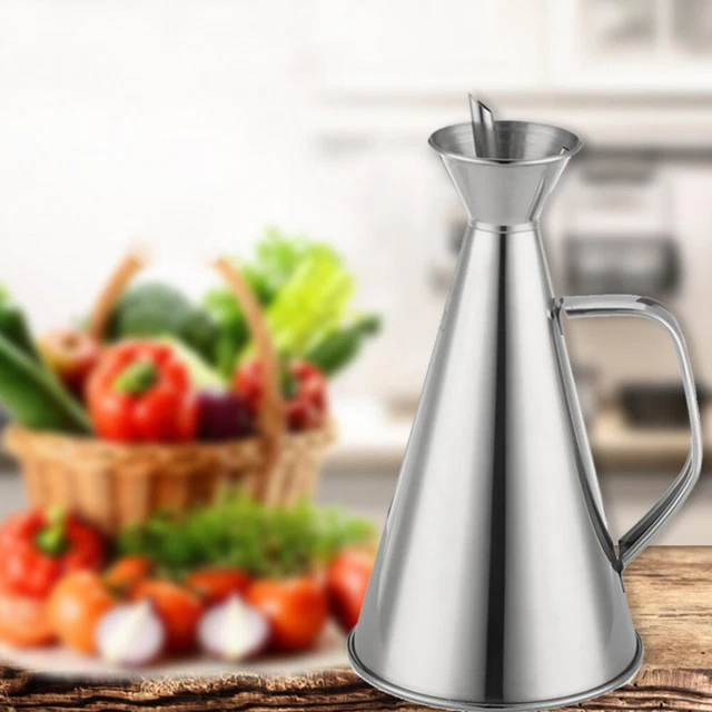 PW TOOLS Oliatore in Acciaio Inossidabile, Vaso per Filtro 'Olio in Acciaio Inossidabile, Distributore di Olio con Filtro, Flaconi per L'erogazione di Olio Tanica per La Cucina Domestica