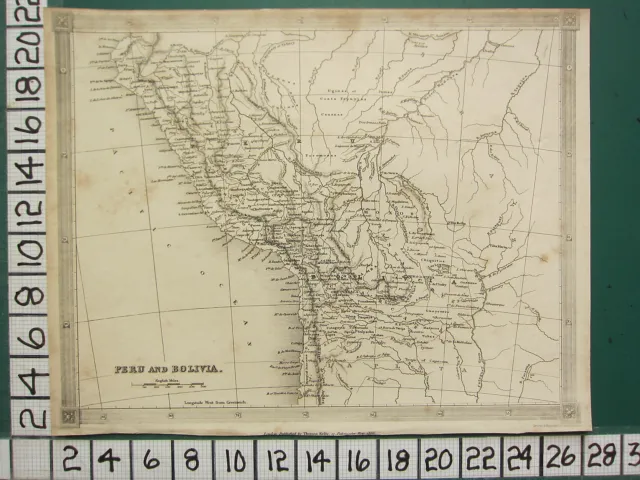 1836 Dated Georgian Map ~ South America Peru & Bolivia Chuquis Cuzco