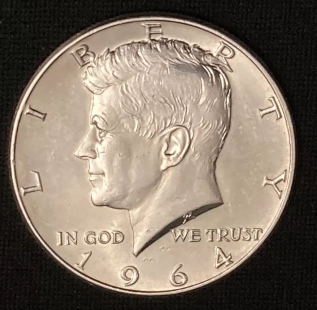 One 1964 John F Kennedy Half-Dollar - 90% Silver Coin, Free Shipping.