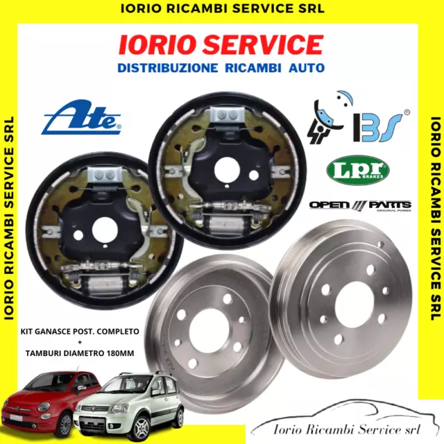 Kit Ganasce Freni Posteriori Completi Con Tamburi 180 Mm Fiat Panda 169 500 +Abs