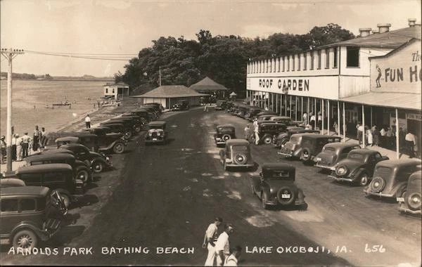 RPPC Arnolds Park Beach,Lake Okoboji,IA Dickinson County Iowa Postcard Vintage