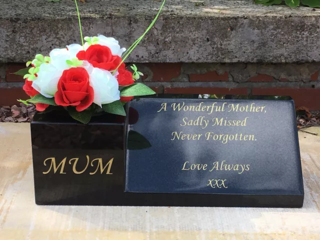 Memorial stone Grave plaque headstone flower vase personalised own wording