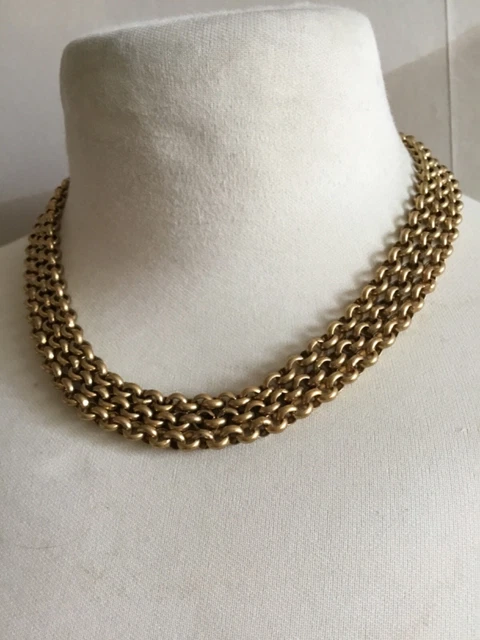 Collier Ras De Cou Vintage Alana - Métal Et Strass, Fait En Italie, Occasion Très Bon état
