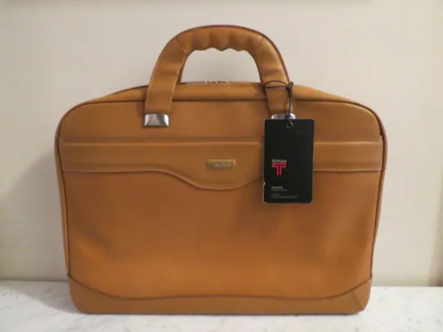Tumi Leather Laptop Business Tote Briefcase Formula T Woven Leather NEW w/Tags