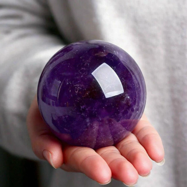 Natural Amethyst Quartz-Stone Sphere-Crystal Fluorite -Ball Healing Gemstone HOT