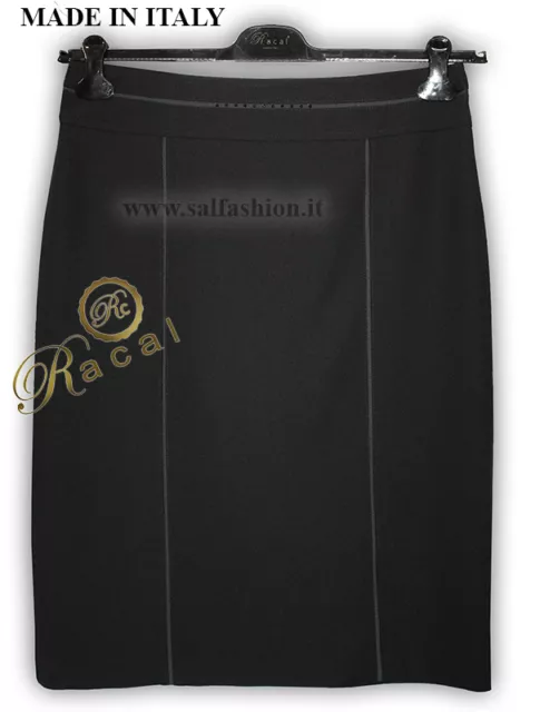 Jupe Robe Fourreau Noir En Cady Lumière Made IN Italy Racal A/0118