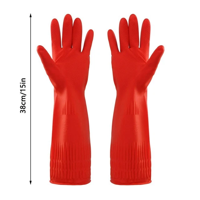 1 PAIR EXTRA Long Heavy Duty Rubber Gloves Protective Gauntlets Washing