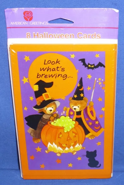 American Greetings Halloween Party Invitations Bears Witches Brew Pkg of 8 NIP