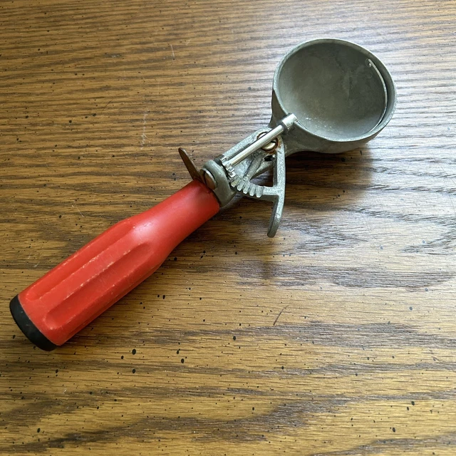 VINTAGE PROGRESSUS ICE Cream Lever Scoop With Red Plastic Handle Italy