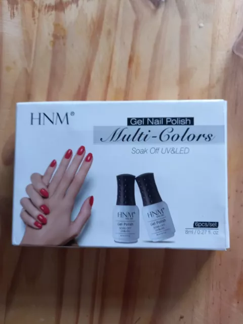 HNM gel nail polish. multi colors. soak off uv & led. 6 pcs. new boxed