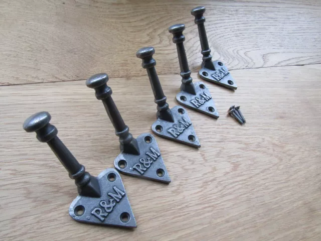 PACK OF 5  R & M Cast iron coat hook Victorian Antique Vintage rustic iron peg 