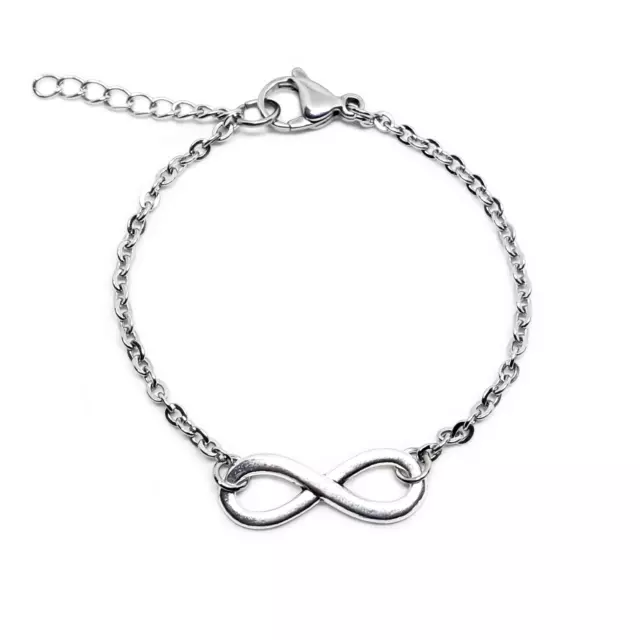 Bracciale con INFINITO Argento Catena in ACCIAIO inox da Uomo Donna braccialetto