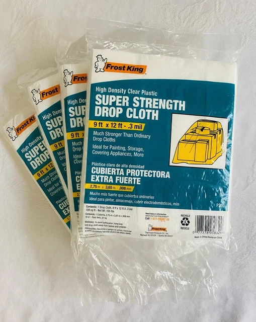 Frost King P300 Clear Plastic Super Strength Drop Cloth 9 x 12 ft Lot of 4 NIP