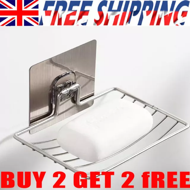 Stainless Steel Soap Dish Mounted Wall Holder Bathroom Shower Basket Storage Box