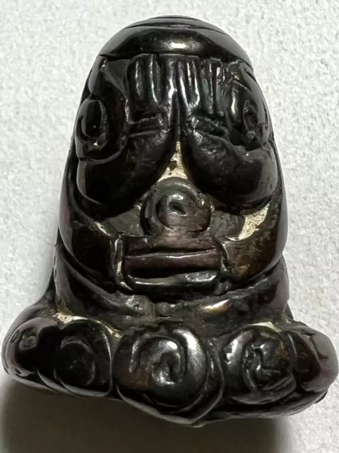 Phra Pidta Lp Suang Rare Old Thai Buddha Amulet Pendant Magic Ancient Idol#631