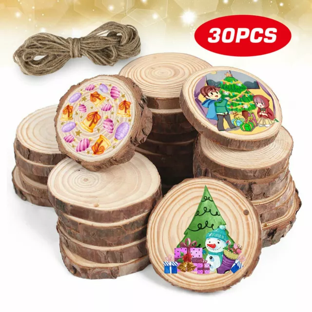 25/50/100pcs Natural Wood Slices Round Disc Log Wooden Circles for