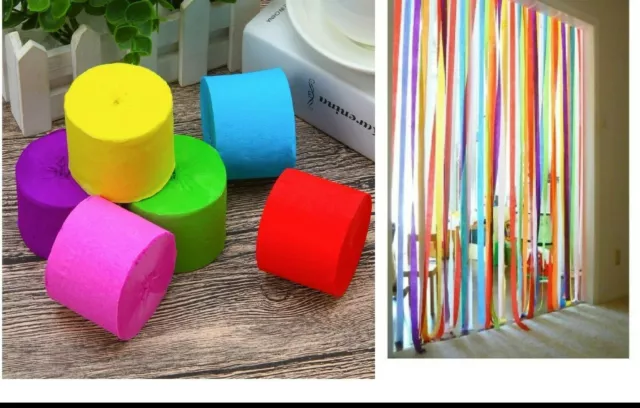 8pk Crepe Paper Party Streamers Roll Birthday Wedding Hanging DIY  Decoration UK