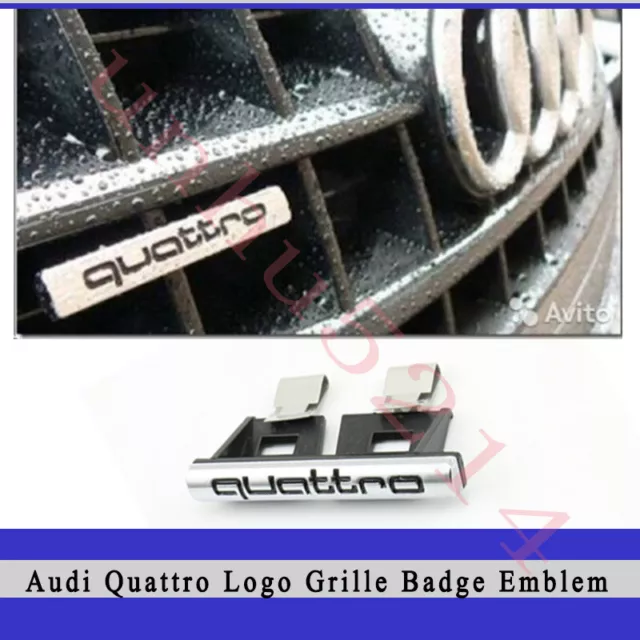 Black Front Quattro Logo Grille Badge Emblem Audi A3 A4 A4 A8 TT Q5 Q7 S6 S8