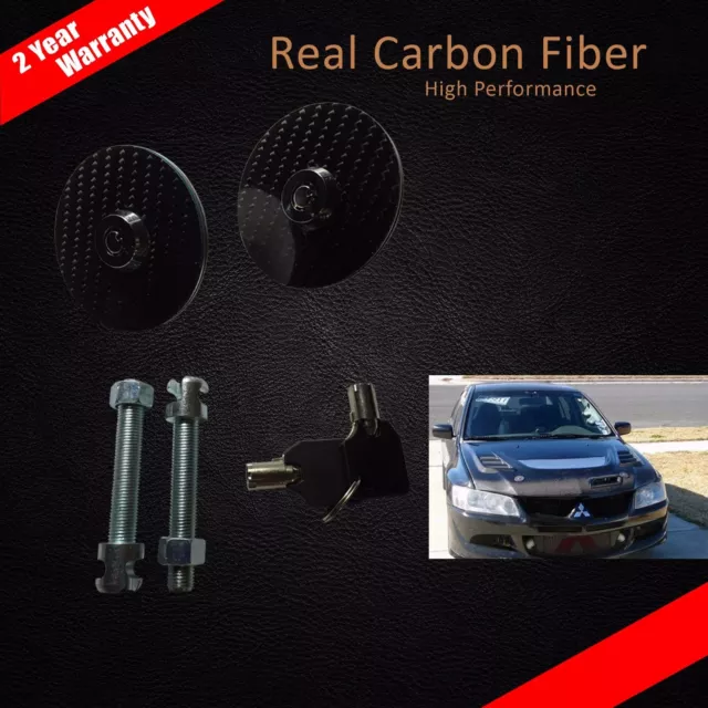 1 Set Hood Bonnet Carbon Fiber Lock Pin Latch For Racing Sporty Look+Key