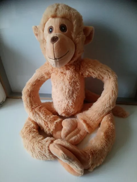 Peluche doudou singe beige orangé scratch La blanche porte 62 cm  + cadeau