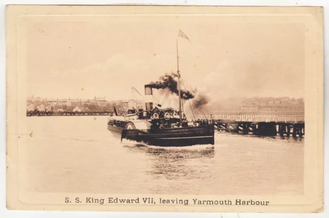 GREAT YARMOUTH - SS King Edward - Paddle Steamer - Norfolk - 1911 used postcard