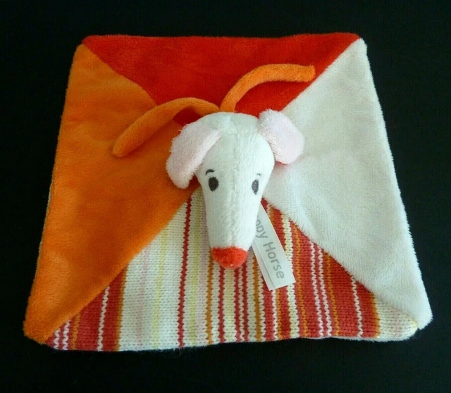 M. Doudou Plat Happy Horse Souris Rouge Blanc Orange Rose Tricot Raye Ttbe