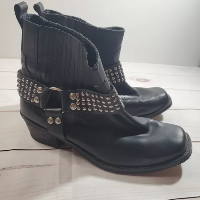 Ecote Urban Outfitters Boots 7.5 M Womens Black Leather Harness Studded Ankle