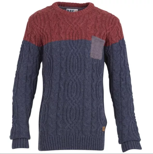 BOYS HAYWIRE KNITTED JUMPER Junior Top Blue Burgandy Size LB 11-12yrs £30 GIFT