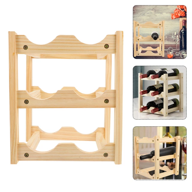 Estantería de vino madera soporte de venta para botellas de vino marco indicador beige