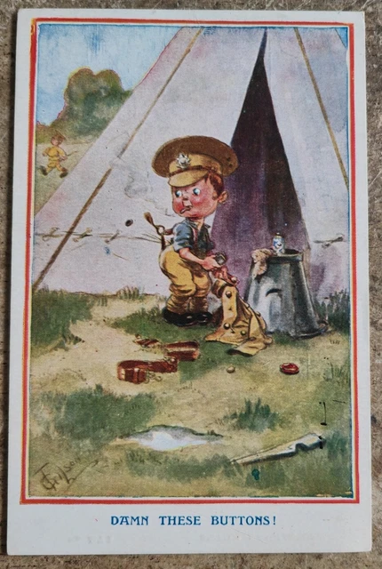 WW1 PERIOD COMIC - Damn These Buttons! By T Gilson. Antique Postcard £3 ...