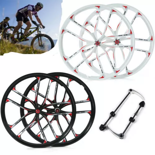 26" Front+Rear Mountain Bike Mag Alloy Wheel Set 10 Spoke Rims Disc Brake Wheels