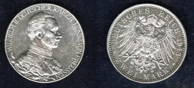 Preussen 2 Mark 1913 A (J 111) ss Regierungsjubiläum SILBER