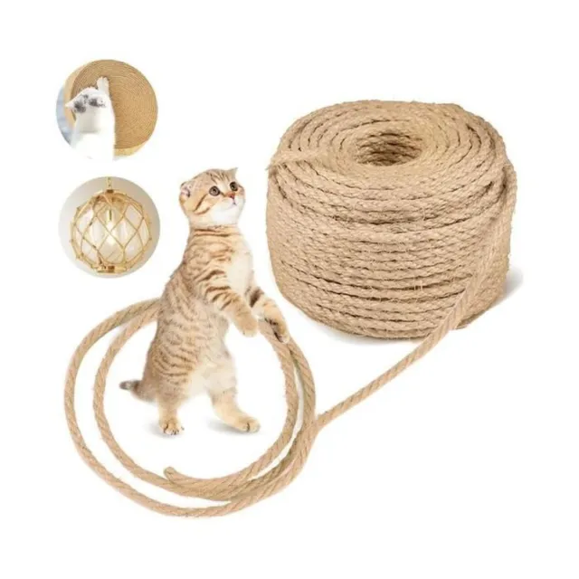 Corde en Sisal Naturelle 6 mm x 15 m pour Réparation Remplacement Arbres à chat