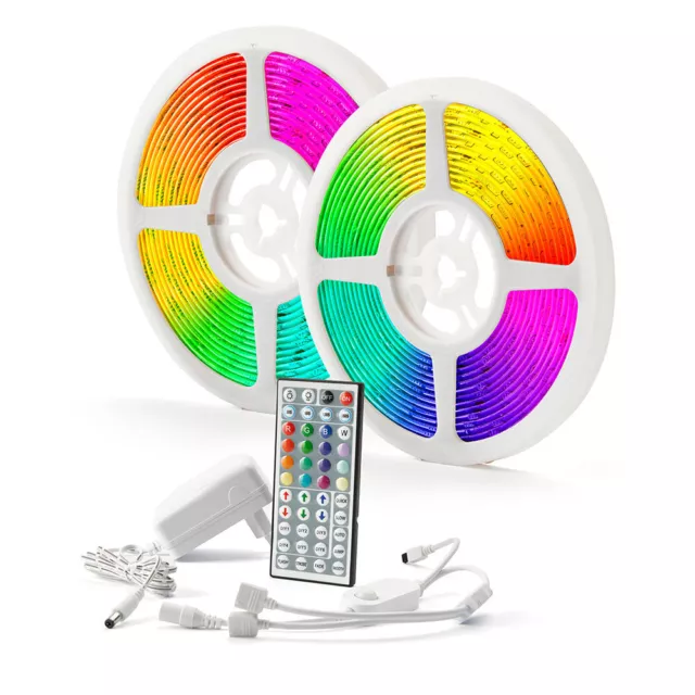 10m LED RGB Strip Set 26W IP44 Power Supply Motion Detector 44-Button Remote-