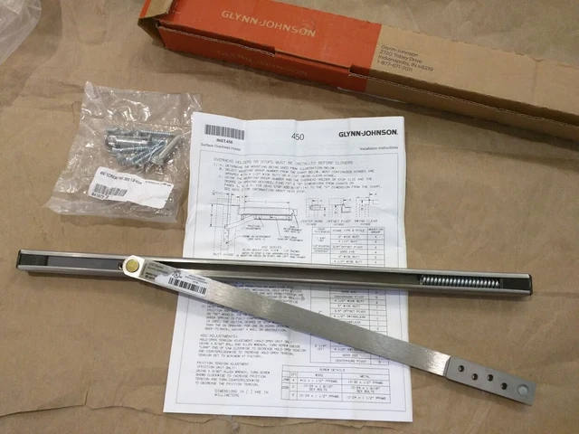 Glynn Johnson 453S US32D Surface Overhead Stop (Stop Only) 27-1/16 to 33 in