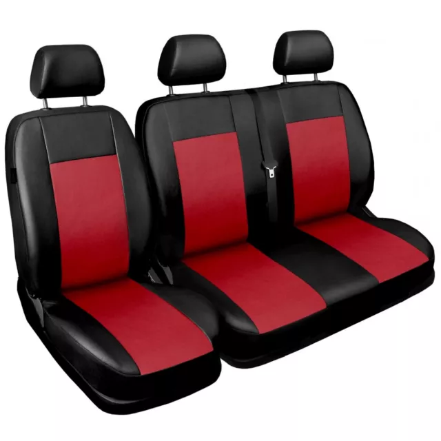 Van seat covers fit Mercedes Vito  1+2 Leatherette black/red