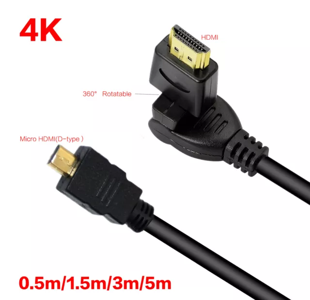 Micro HDMI to HDMI Cable Adapter Converter 4K for GoPro HERO 7 6 5 4 3 Camera