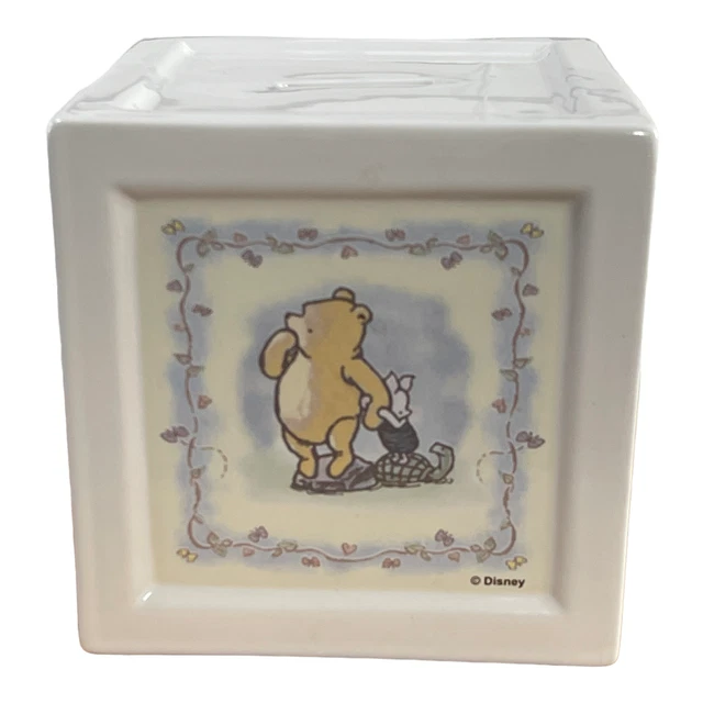 DISNEY CLASSIC WINNIE THE POOH Coin Bank Ceramic 5 Square Piglet Kids 
