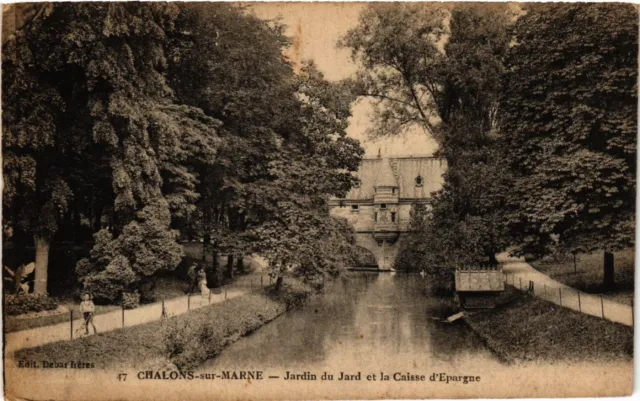 CPA CHALONS-sur-MARNE Jardin du Jard et la Caisse d'Epargne (491449)