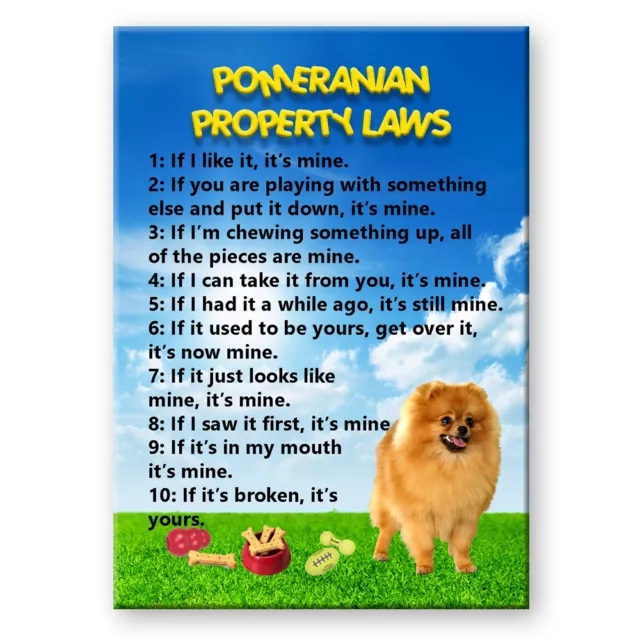 POMERANIAN Property Laws FRIDGE MAGNET Steel Cased DOG