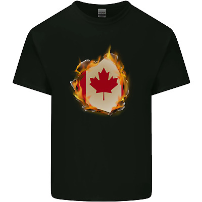 Il CANADIAN MAPLE LEAF Fuoco Bandiera Canada da Uomo Cotone T-Shirt Tee Top